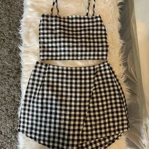 Tie Back Gingham Cami Top & Skort Set